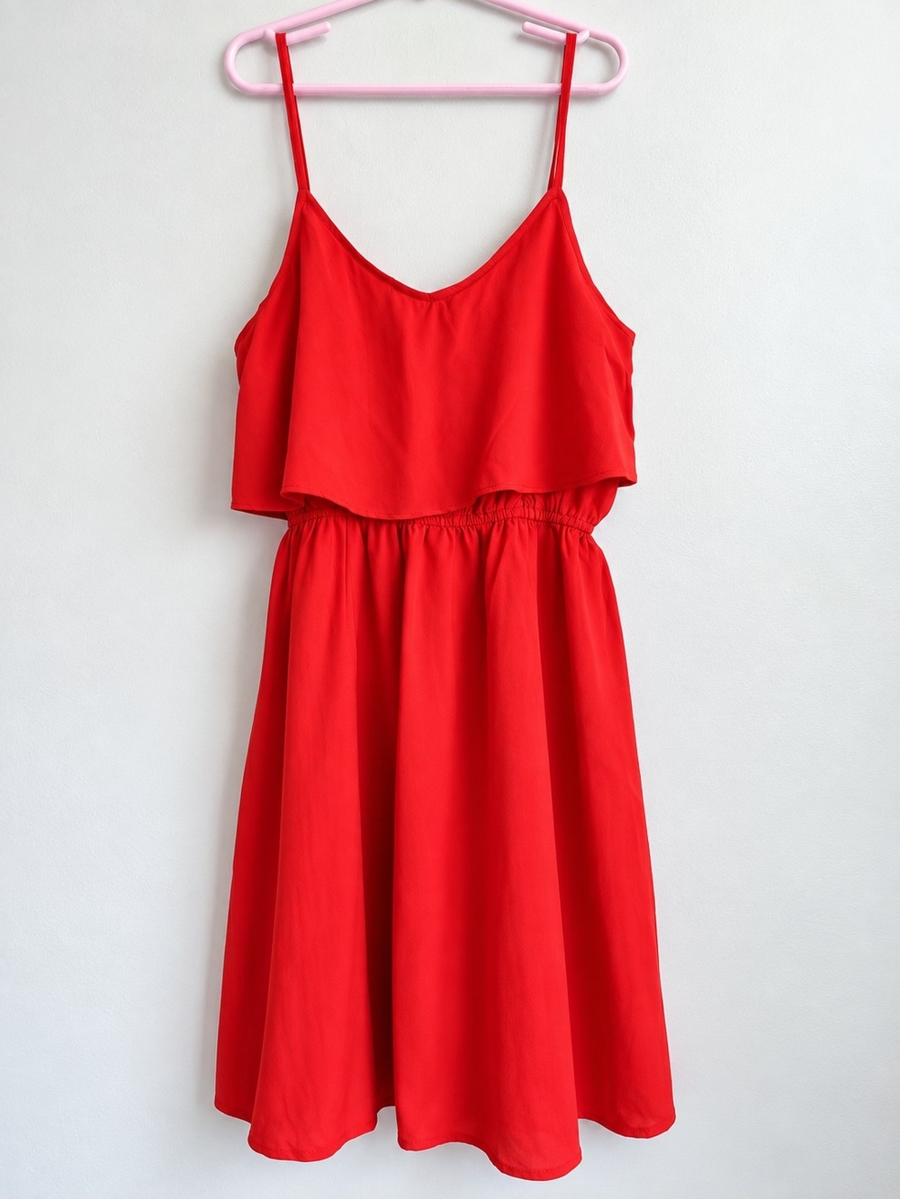 H&M X Coachella Red-Orange Spaghetti-Strap Midi Dress Size 4